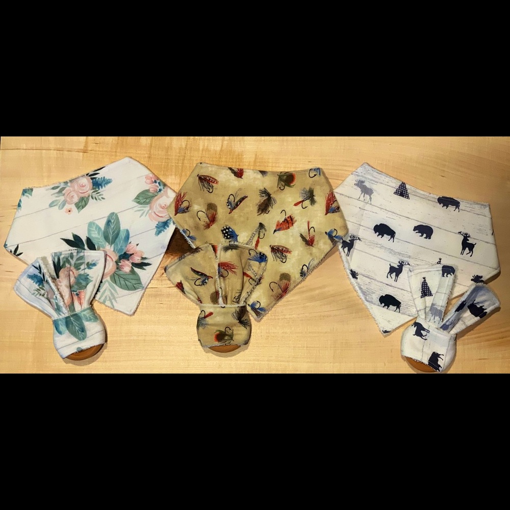 Rustic bibs and teethers